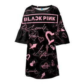 Детское платье 3D с принтом BLACKPINK в Рязани, 100% полиэстер | прямой силуэт, чуть расширенный к низу. Круглая горловина, на рукавах — воланы | blackpink | blink | bts | exo | icecream | jennie | jisoo | korea | kpop | lisa | love | rose | блекпинк | девушки | корея | кпоп | музыка