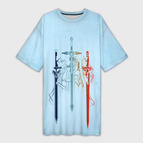 Платье-футболка 3D с принтом Sword Art Online в Рязани,  |  | alice | alicization | asuna | kirito | sao | sword art online | underworld | алиса | алисизация | асуна | кирито | мастера меча онлайн | чёрный мечник | юджио