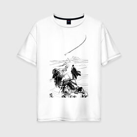 Женская футболка хлопок Oversize с принтом Падение в Рязани, 100% хлопок | свободный крой, круглый ворот, спущенный рукав, длина до линии бедер
 | падение | пустыня | самолет | скалы | человек