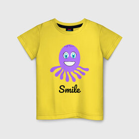 Детская футболка хлопок с принтом Осьминожка в Рязани, 100% хлопок | круглый вырез горловины, полуприлегающий силуэт, длина до линии бедер | животное | минимализм | мультик | осьминог | текст