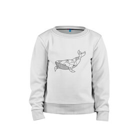 Детский свитшот хлопок с принтом Графический кит в Рязани, 100% хлопок | круглый вырез горловины, эластичные манжеты, пояс и воротник | графика | кит | линии | морской | рисунок | узор
