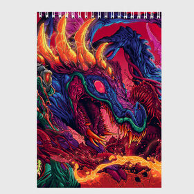 Скетчбук с принтом HYPER BEAST в Рязани, 100% бумага
 | 48 листов, плотность листов — 100 г/м2, плотность картонной обложки — 250 г/м2. Листы скреплены сверху удобной пружинной спиралью | awp | counter strike | cs go | game | hyper beast | skin | swat | terrorist | warning | авп | автомат | винтовка | дракон | игры | компьютерная игра | контер страйк | контр страйк | кс го | монстр | оружие | скин | спецназ | хайпер бист