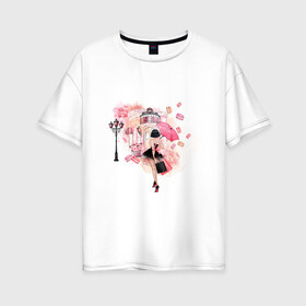 Женская футболка хлопок Oversize с принтом Хочу в Париж в Рязани, 100% хлопок | свободный крой, круглый ворот, спущенный рукав, длина до линии бедер
 | макарунс | париж | путешествия | розовое | шоппинг
