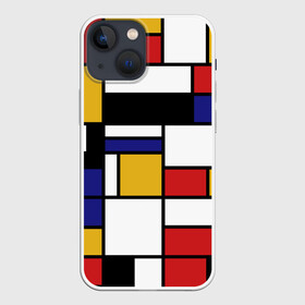 Чехол для iPhone 13 mini с принтом Color blocking в Рязани,  |  | geometry | retro | retro style | stripes | urban | vintage | абстракция | винтаж | геометрические | геометрия | городской | девяностые | искусство | клетка | колор блок | линии | мондриан | полосатый | полоска | полосы