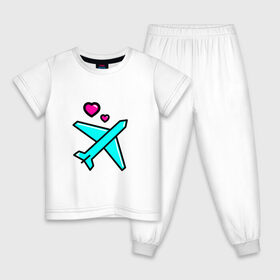 Детская пижама хлопок с принтом Влюбленный самолет в Рязани, 100% хлопок |  брюки и футболка прямого кроя, без карманов, на брюках мягкая резинка на поясе и по низу штанин
 | 14 февраля | 8 марта | влюбленные | любовь | путешествие. | самолет