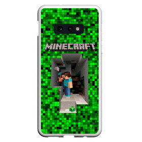 Чехол для Samsung S10E с принтом Minecraft в Рязани, Силикон | Область печати: задняя сторона чехла, без боковых панелей | minecraft | алекс | белый | блоки | ведьма | взрывчатка | визера | волк | гаст | добывать | дракон | зеленый куб | зомби | игра | крафт | крипер | кубики | лошадка | майн | майнкрафт | манкрафт | овечка | оцелот