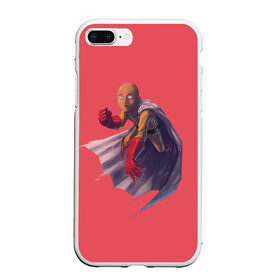 Чехол для iPhone 7Plus/8 Plus матовый с принтом Сайтама One Punch Man в Рязани, Силикон | Область печати: задняя сторона чехла, без боковых панелей | anime | one punch man | аниме | анимэ | бэнг | ван панч мэн | ванпанчмен | генос | кинг | сайтама | соник | супер герой | торнадо | уан панч мен