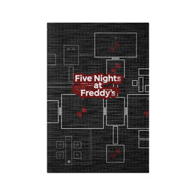 Обложка для паспорта матовая кожа с принтом Five Nights At Freddy в Рязани, натуральная матовая кожа | размер 19,3 х 13,7 см; прозрачные пластиковые крепления | 5 ночей с фредди | five nights at freddys | fnaf | игра | игрок | книга | логотип | пиццерия | подарок | страшилка | схема | фнаф | фредди