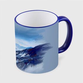 Кружка с принтом Серо-голубые горы в Рязани, керамика | ёмкость 330 мл | Тематика изображения на принте: арт | горы | живопись | кистью | краски | пейзаж | рисунок | серый