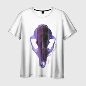 Мужская футболка 3D с принтом The Skull в Рязани, 100% полиэфир | прямой крой, круглый вырез горловины, длина до линии бедер | альтернатива | андеграунд | гот | готика | готический стиль | готы | фиолетовый череп | череп | череп животного
