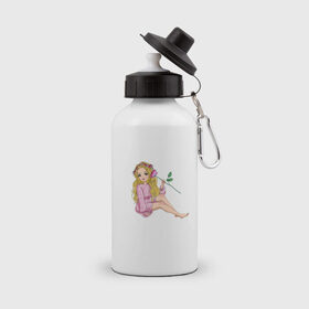 Бутылка спортивная с принтом Лесная нимфа в Рязани, металл | емкость — 500 мл, в комплекте две пластиковые крышки и карабин для крепления | ведьма | девушка | подарок | цвет