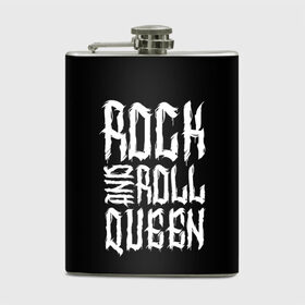 Фляга с принтом Rock and Roll Queen в Рязани, металлический корпус | емкость 0,22 л, размер 125 х 94 мм. Виниловая наклейка запечатывается полностью | family | family look | queen | rock | rock and roll | детские | для всей семьи | семейные | семья | фэмили лук