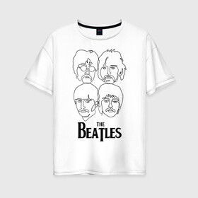 Женская футболка хлопок Oversize с принтом THE BEATLES в Рязани, 100% хлопок | свободный крой, круглый ворот, спущенный рукав, длина до линии бедер
 | the beatles | битлз | битлс | битлы | джон леннон | джордж харрисон | пол маккартни | ринго старр