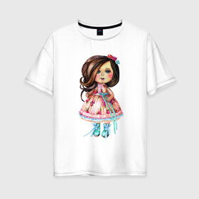 Женская футболка хлопок Oversize с принтом Весенняя принцесса в Рязани, 100% хлопок | свободный крой, круглый ворот, спущенный рукав, длина до линии бедер
 | 8 марта | dreams | всемирный женский день | цветы