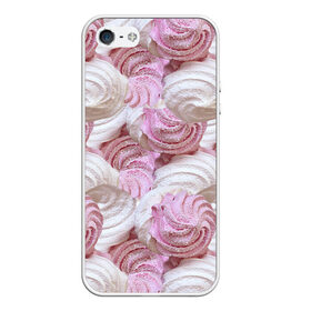 Чехол для iPhone 5/5S матовый с принтом Зефир белый и розовый в Рязани, Силикон | Область печати: задняя сторона чехла, без боковых панелей | валентинов день | влюбленные | зефир | любовь | пирожное | романтика | сладости