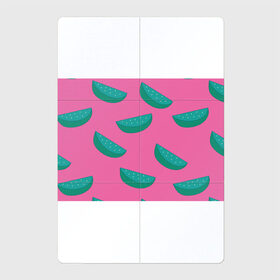 Магнитный плакат 2Х3 с принтом Арбузы на розовом в Рязани, Полимерный материал с магнитным слоем | 6 деталей размером 9*9 см | Тематика изображения на принте: арбуз | зеленый | летний | паттерн | подарок | простой | розовыйй | тропический | узор | фрукт