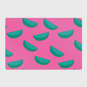 Магнитный плакат 3Х2 с принтом Арбузы на розовом в Рязани, Полимерный материал с магнитным слоем | 6 деталей размером 9*9 см | Тематика изображения на принте: арбуз | зеленый | летний | паттерн | подарок | простой | розовыйй | тропический | узор | фрукт