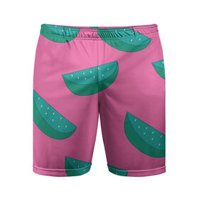 Мужские шорты спортивные с принтом Арбузы на розовом в Рязани,  |  | Тематика изображения на принте: арбуз | зеленый | летний | паттерн | подарок | простой | розовыйй | тропический | узор | фрукт