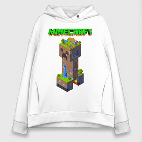 Женское худи Oversize хлопок с принтом Minecraft в Рязани, френч-терри — 70% хлопок, 30% полиэстер. Мягкий теплый начес внутри —100% хлопок | боковые карманы, эластичные манжеты и нижняя кромка, капюшон на магнитной кнопке | minecraft | алекс | белый | блоки | ведьма | взрывчатка | визера | волк | гаст | добывать | дракон | зеленый куб | зомби | игра | крафт | крипер | кубики | лошадка | майн | майнкрафт | манкрафт | овечка | оцелот