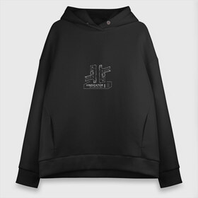 Женское худи Oversize хлопок с принтом Cyberpunk Vindicator в Рязани, френч-терри — 70% хлопок, 30% полиэстер. Мягкий теплый начес внутри —100% хлопок | боковые карманы, эластичные манжеты и нижняя кромка, капюшон на магнитной кнопке | cyberpunk 2077 | game | vindicator | будущее | виндикатор | игра | киберпанк 2077 | оружие | пистолет