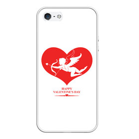 Чехол для iPhone 5/5S матовый с принтом Happy Valentines Day в Рязани, Силикон | Область печати: задняя сторона чехла, без боковых панелей | 14 февраля | love | valentines day | амур | валентинка | вторая половинка | день всех влюбленных | купидон | любовь | отношения | подарок любви | поцелуй | праздник любви | романтика | свидание | сердечки