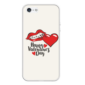 Чехол для iPhone 5/5S матовый с принтом Happy Valentines Day в Рязани, Силикон | Область печати: задняя сторона чехла, без боковых панелей | 14 февраля | love | valentines day | амур | валентинка | вторая половинка | день всех влюбленных | купидон | любовь | отношения | подарок любви | поцелуй | праздник любви | романтика | свидание | сердечки