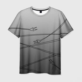Мужская футболка 3D с принтом Провода в Рязани, 100% полиэфир | прямой крой, круглый вырез горловины, длина до линии бедер | вилка | кабель | провод | розетка | удлинитель | электричество