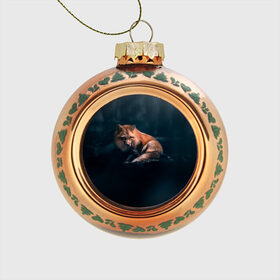 Стеклянный ёлочный шар с принтом Мудрый лис в Рязани, Стекло | Диаметр: 80 мм | fox | foxy | животное | звери | лиса | лисенок | лисичка | милая | рыжая | фокс