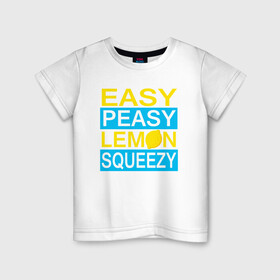 Детская футболка хлопок с принтом Easy Peasy Lemon Squeezy в Рязани, 100% хлопок | круглый вырез горловины, полуприлегающий силуэт, длина до линии бедер | Тематика изображения на принте: asiimov | asimov | beast | counter | counter strike | cs | easy | ez | gg | ggwp | global | go | gradient | howl | hyper | kill | lemon | offensive | one | shot | smoke | strike | азимов | вой | градиент | зверь | контра | лого | 