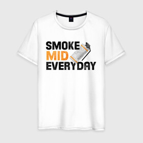 Мужская футболка хлопок с принтом Smoke Mid Everyday в Рязани, 100% хлопок | прямой крой, круглый вырез горловины, длина до линии бедер, слегка спущенное плечо. | Тематика изображения на принте: asiimov | asimov | beast | counter | counter strike | cs | easy | ez | gg | ggwp | global | go | gradient | howl | hyper | mem | meme | memes | offensive | smoke | strike | азимов | вой | градиент | зверь | контра | лого | логотип