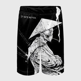 Детские спортивные шорты 3D с принтом Самурай скелет с трубкой в Рязани,  100% полиэстер
 | пояс оформлен широкой мягкой резинкой, ткань тянется
 | Тематика изображения на принте: ninja | samurai | shogun | бусидо путь воина | ниндзя | путь самурая | самурай | сёгун | скелет | харакири | японский самурай