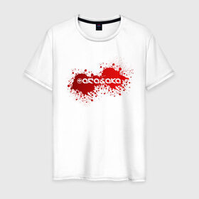Мужская футболка хлопок с принтом Cyberpunk 2077, Arasaka corp. в Рязани, 100% хлопок | прямой крой, круглый вырез горловины, длина до линии бедер, слегка спущенное плечо. | Тематика изображения на принте: arasaka corporation | blood | cyberpunk 2077 | logo