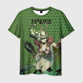 Мужская футболка 3D с принтом Hades Артемида в Рязани, 100% полиэфир | прямой крой, круглый вырез горловины, длина до линии бедер | hades | артемида | бог | босс | игра | компьютерная | лого | логотип | мифология | олимп | подарок | хейдc | хэйдс | черный