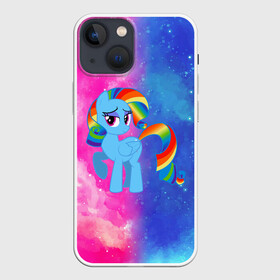 Чехол для iPhone 13 mini с принтом Радуга Дэш в Рязани,  |  | baby | girl | horse | kawaii | luna | my little pony | princess | rainbow | rainbow dash | девочкам | девочки | детям | единорог | животные | кавайный | конь | лошадь | луна | малыш | облака | пегас | пинки пай | пони | радуга дэш