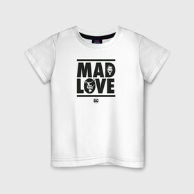 Детская футболка хлопок с принтом Mad love в Рязани, 100% хлопок | круглый вырез горловины, полуприлегающий силуэт, длина до линии бедер | Тематика изображения на принте: 14 февраля | harley quinn | joker | vdkimel | день святого валентина | джокер | харли квинн