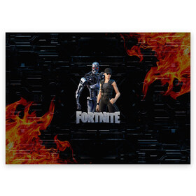 Поздравительная открытка с принтом Fortnite - Terminator в Рязани, 100% бумага | плотность бумаги 280 г/м2, матовая, на обратной стороне линовка и место для марки
 | Тематика изображения на принте: chapter 2 | fortnite | fortnite 3 | fortnite terminator | sarah connor and terminator 800 | t 800 | t 800 fortnite | сара коннор | скин t 800 | скин терминатора | терминатор | терминатор т 800 | фортнайт | фортнайт глава 2 | фортнайт тер