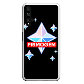 Чехол для Honor 20 с принтом PRIMOGEM в Рязани, Силикон | Область печати: задняя сторона чехла, без боковых панелей | genshin | genshin impact | legendary | primogem | roll | геншин | геншин импакт | молитва | примогем | хочу верить