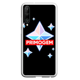 Чехол для Honor P30 с принтом PRIMOGEM в Рязани, Силикон | Область печати: задняя сторона чехла, без боковых панелей | Тематика изображения на принте: genshin | genshin impact | legendary | primogem | roll | геншин | геншин импакт | молитва | примогем | хочу верить