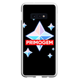 Чехол для Samsung S10E с принтом PRIMOGEM в Рязани, Силикон | Область печати: задняя сторона чехла, без боковых панелей | Тематика изображения на принте: genshin | genshin impact | legendary | primogem | roll | геншин | геншин импакт | молитва | примогем | хочу верить