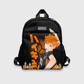 Детский рюкзак 3D с принтом HAIKYUU!! Шоё Хината и его команда в Рязани, 100% полиэстер | лямки с регулируемой длиной, сверху петелька, чтобы рюкзак можно было повесить на вешалку. Основное отделение закрывается на молнию, как и внешний карман. Внутри дополнительный карман. По бокам два дополнительных кармашка | anime | haikyu | haikyuu | karasuno | аниме | волейбол | ворон | карасуно | манга | мяч | сёё хината