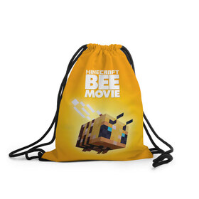 Рюкзак-мешок 3D с принтом Minecraft bee movie в Рязани, 100% полиэстер | плотность ткани — 200 г/м2, размер — 35 х 45 см; лямки — толстые шнурки, застежка на шнуровке, без карманов и подкладки | Тематика изображения на принте: 