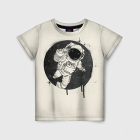 Детская футболка 3D с принтом Тёмный космос в Рязани, 100% гипоаллергенный полиэфир | прямой крой, круглый вырез горловины, длина до линии бедер, чуть спущенное плечо, ткань немного тянется | cosmonaut | граффити | космонавт | космос | рисунок | тёмный космос