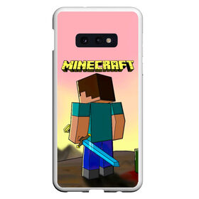 Чехол для Samsung S10E с принтом Minecraft в Рязани, Силикон | Область печати: задняя сторона чехла, без боковых панелей | minecraft | алекс | белый | блоки | ведьма | взрывчатка | визера | волк | гаст | добывать | дракон | зеленый куб | зомби | игра | крафт | крипер | кубики | лошадка | майн | майнкрафт | манкрафт | овечка | оцелот