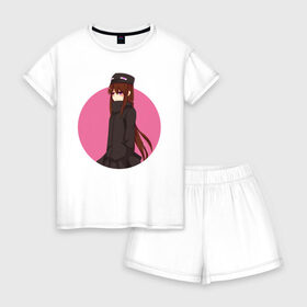 Женская пижама с шортиками хлопок с принтом Девушка эндермен в Рязани, 100% хлопок | футболка прямого кроя, шорты свободные с широкой мягкой резинкой | enderman | girl | аниме | девочка | майнкрафт