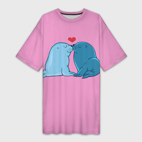 Платье-футболка 3D с принтом Любовь в Рязани,  |  | 14 февраля | hello kitty | i love you | love is | валентин | день святого | животные | игрушка | иероглифы | любовь | мишка | надпись | наука | парные | подушки | поцелуй | сердце | текст | тюлени | химия | я тебя люблю
