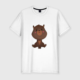 Мужская футболка хлопок Slim с принтом Медвежонок в Рязани, 92% хлопок, 8% лайкра | приталенный силуэт, круглый вырез ворота, длина до линии бедра, короткий рукав | косолапый | медведь | мишка | мишутка | парные