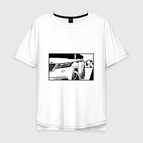 Мужская футболка хлопок Oversize с принтом Range Rover Evoque Черно-белый в Рязани, 100% хлопок | свободный крой, круглый ворот, “спинка” длиннее передней части | Тематика изображения на принте: range rover evoque | горы | дорога | иллюстрация | колеса | машина | фары | черно белый