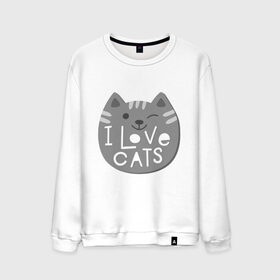 Мужской свитшот хлопок с принтом I love cats в Рязани, 100% хлопок |  | animal | cat | i love cats | животное | зверь | кот | кошка | надписи | я люблю кошек