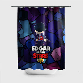 Штора 3D для ванной с принтом BRAWL STARS EDGAR. в Рязани, 100% полиэстер | плотность материала — 100 г/м2. Стандартный размер — 146 см х 180 см. По верхнему краю — пластиковые люверсы для креплений. В комплекте 10 пластиковых колец | 8 bit | brawl stars | byron | colette | crow | edgar | gale | leon | max | mr.p | sally leon | shark | virus 8 bit | werewolf leon | акула | байрон | берли | бравл старс | ворон | коллет | макс | оборотень | эдгар