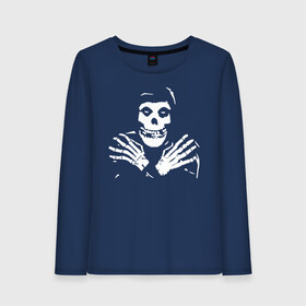 Женский лонгслив хлопок с принтом Misfits logo в Рязани, 100% хлопок |  | bones | death | group | guitar | logotype | misfits | rock | skeletone | skull | teeth | гитара | группа | зубы | кости | лого | мисфитс | неприкачнные | отбросы | рок | скелет | череп